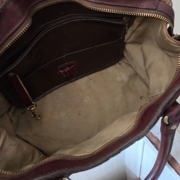 Brahmin leather satchel 13" by 8" Chocolate Brown VTG - Picture 7 of 11